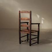 Fauteuil paysan en bois massif et paille, XIXᵉ siècle