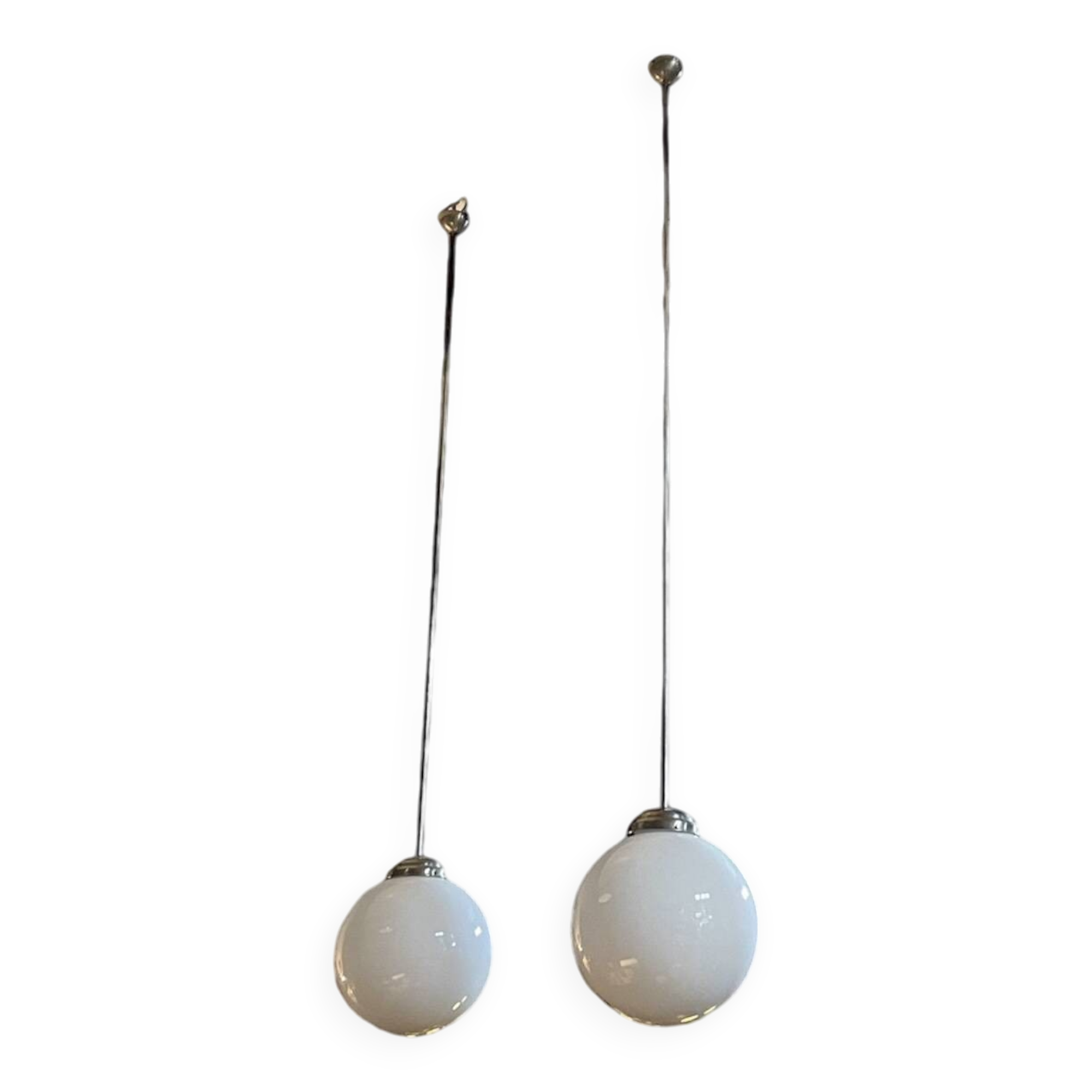two xxl vintage opaline ball suspension