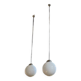 two xxl vintage opaline ball suspension