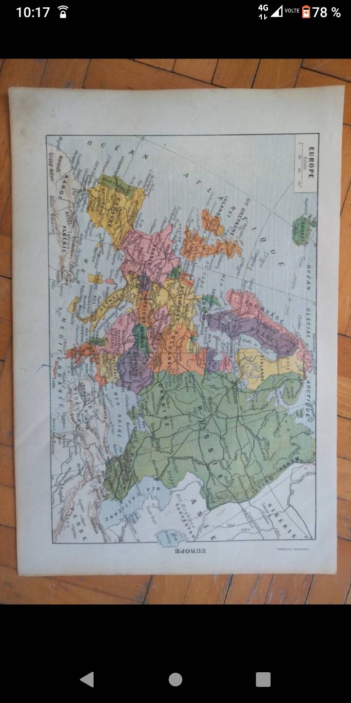 Old geographical map of Europe Larousse