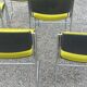 Set of 6 designer chairs with wooden seats and backs, chrome legs.