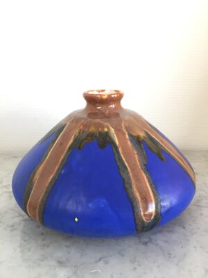 Vase en céramique bleue roi, 1970