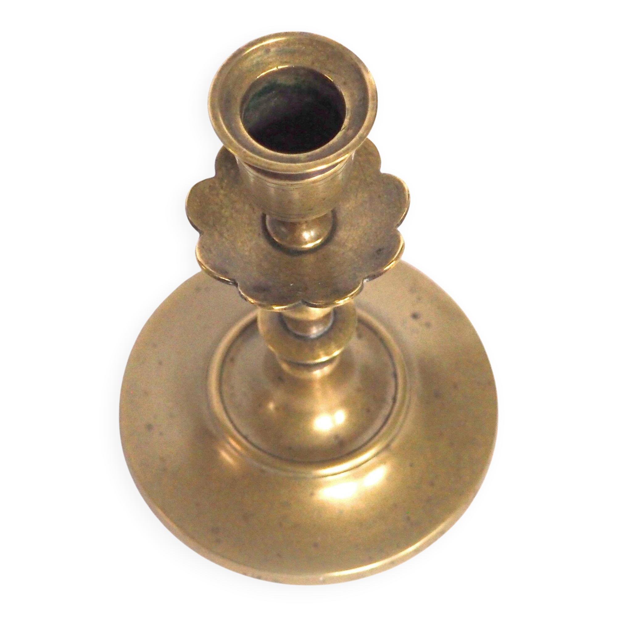 Brass candlestick with flower neck