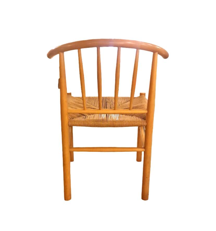 Set of six Scandinavian chairs, in natural wood and rope, Erik Ole Jorgensen, Kvist publisher