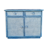 Commode Maugrion, bois et rotin, pour Roche Bobois, années 80