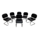 Six of Leatherette and Metal Chromed Cantilever Dining Chairs