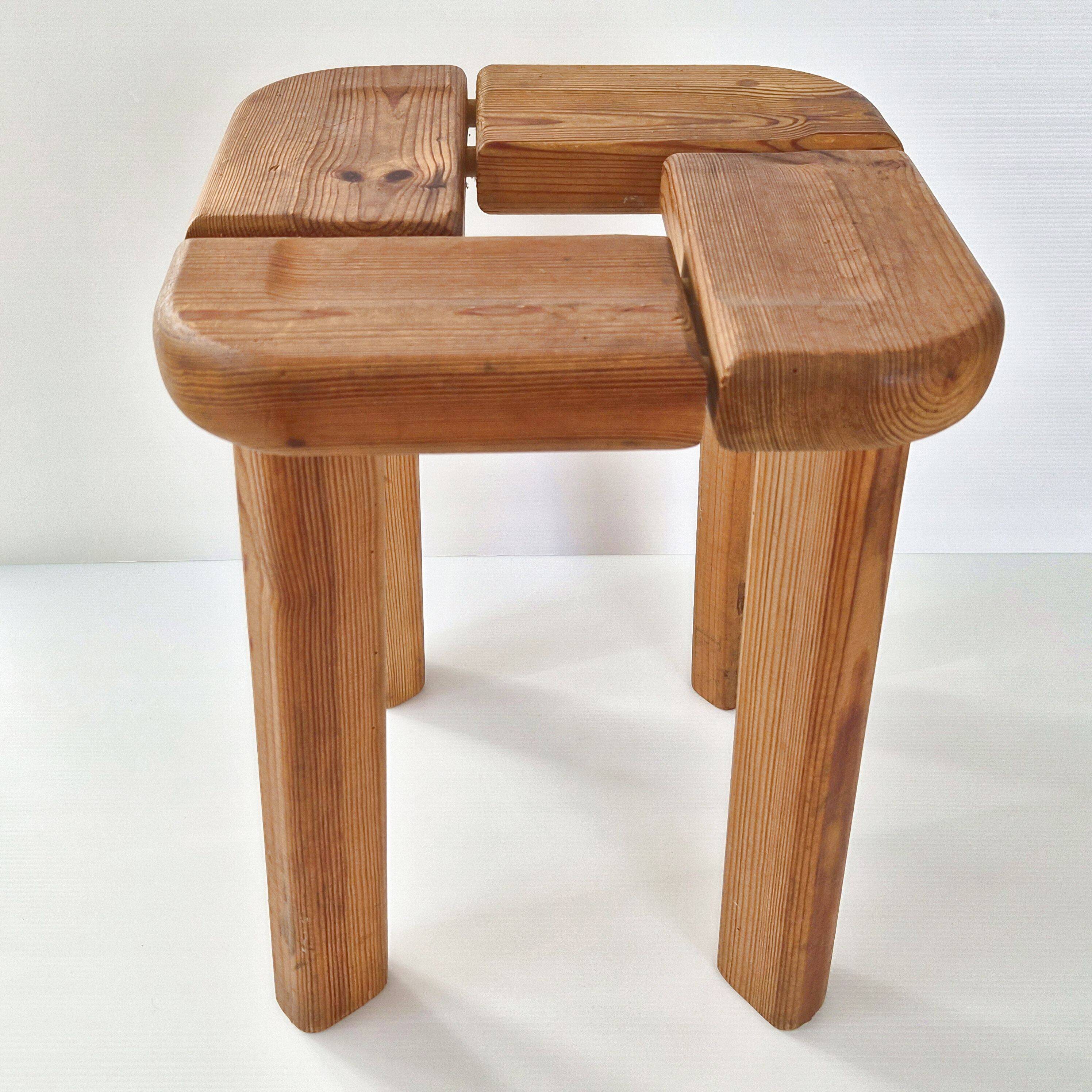 Vintage 1950s stool in pine by Olof Ottelin