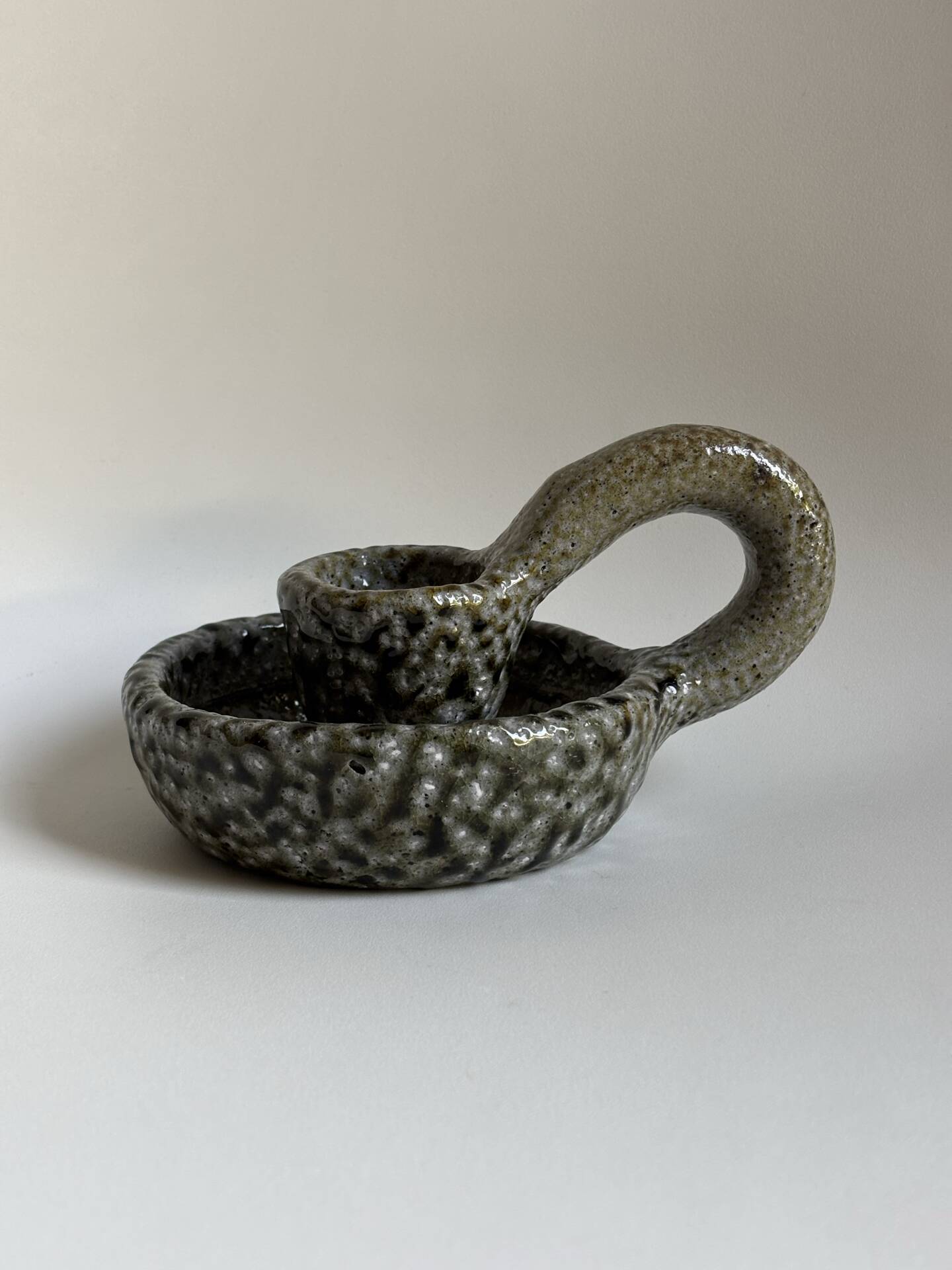 Cellar rat ceramic candlestick