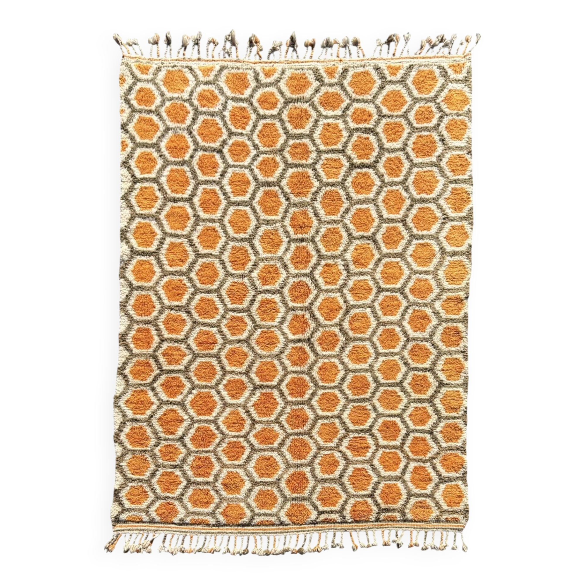 Moroccan Berber rug in orange wool