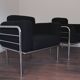 Pair of fabric armchairs – modernist design, circa 1970-80