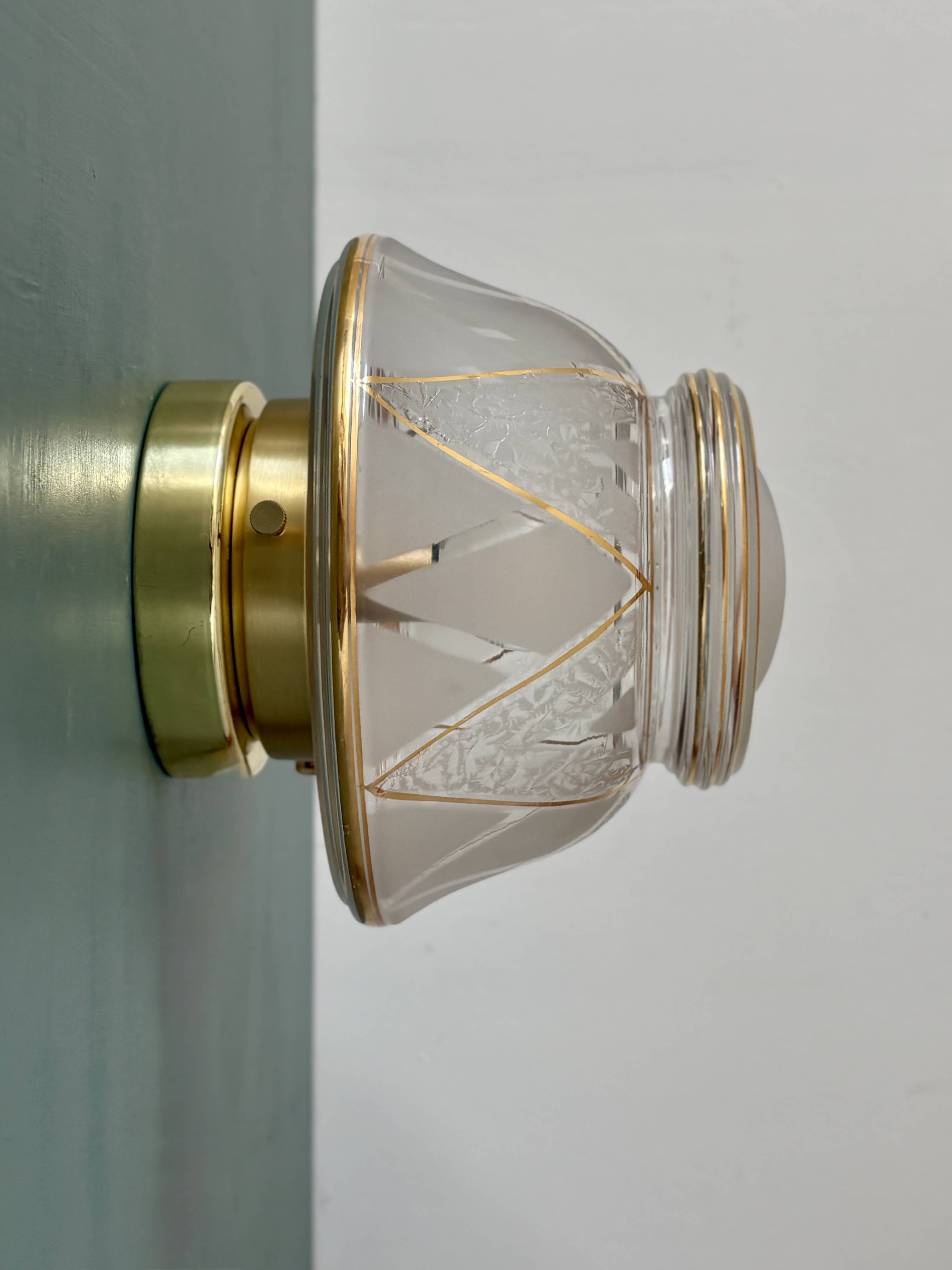 Vintage Art Deco white and gold glass globe wall/ceiling light.