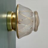 Vintage Art Deco white and gold glass globe wall/ceiling light.