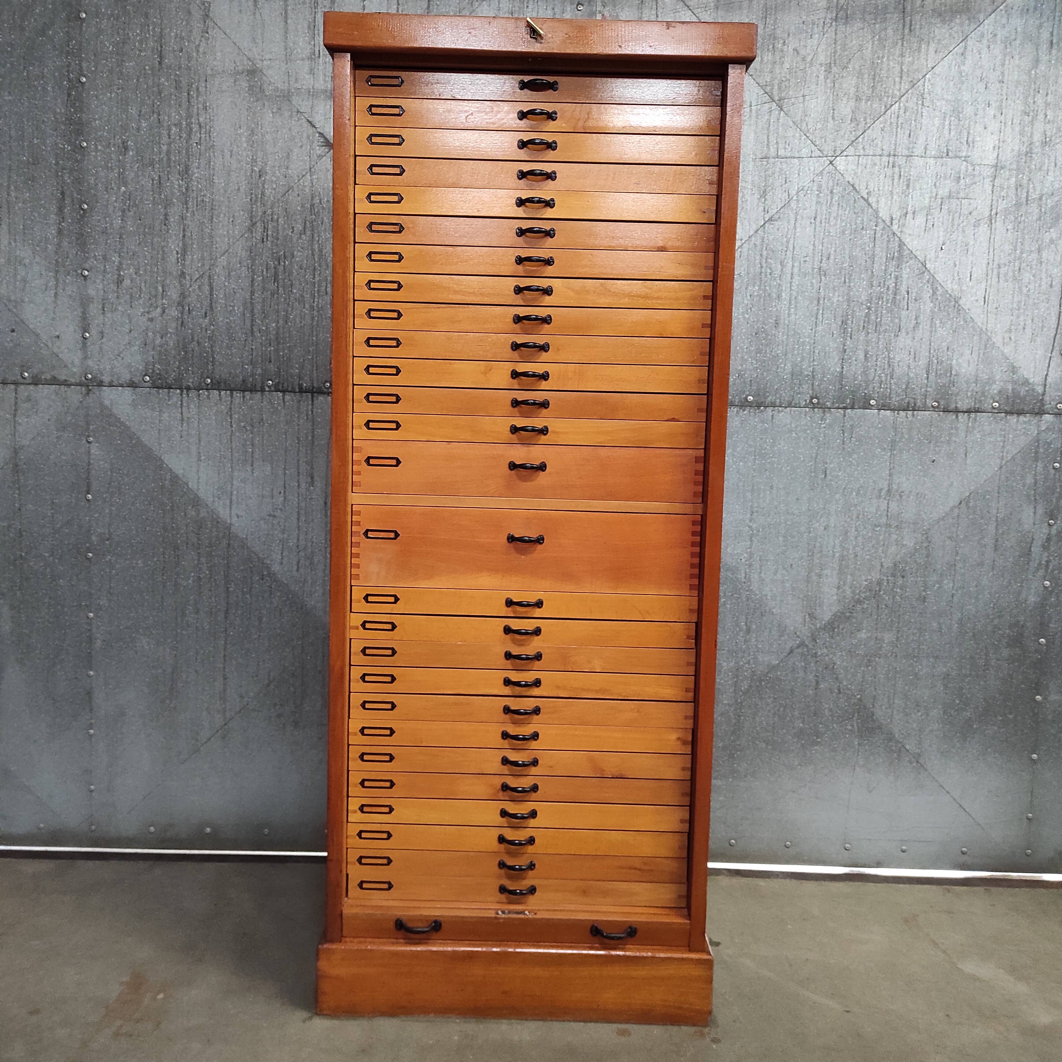Vintage Roll-Top Cabinet | Optician’s Storage Unit  | Drawers Chest