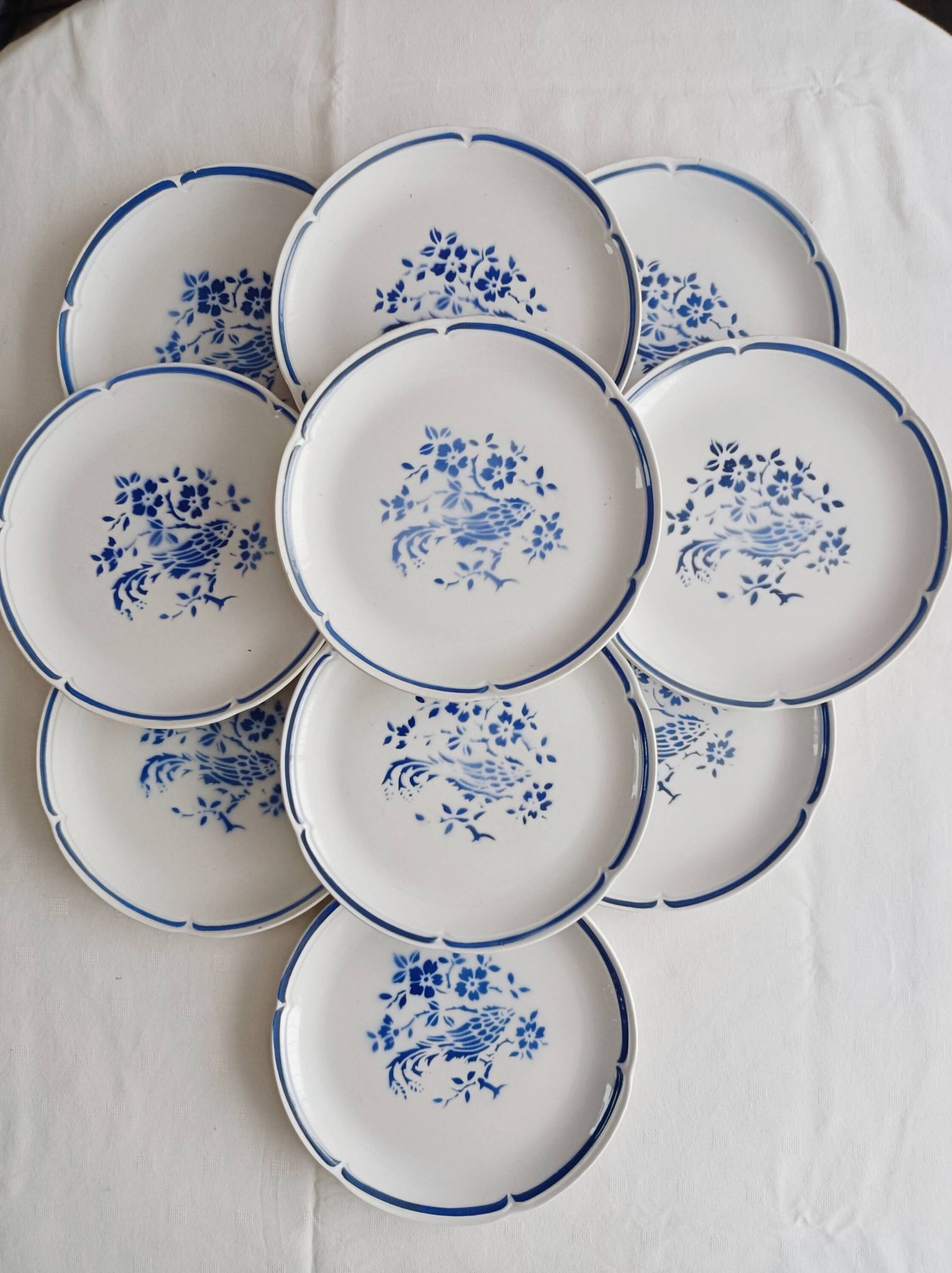 Set of 10 Moulin des Loups dinner plates, Alain