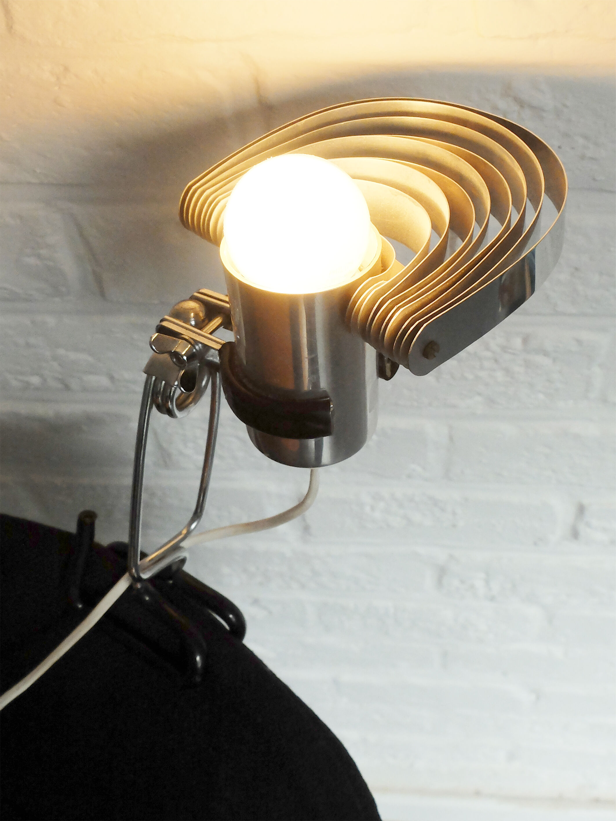 Adjustable metal clip lamp, fan, 1980s