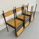 6 anciennes chaises en métal et bois design italien des années 80 vintage