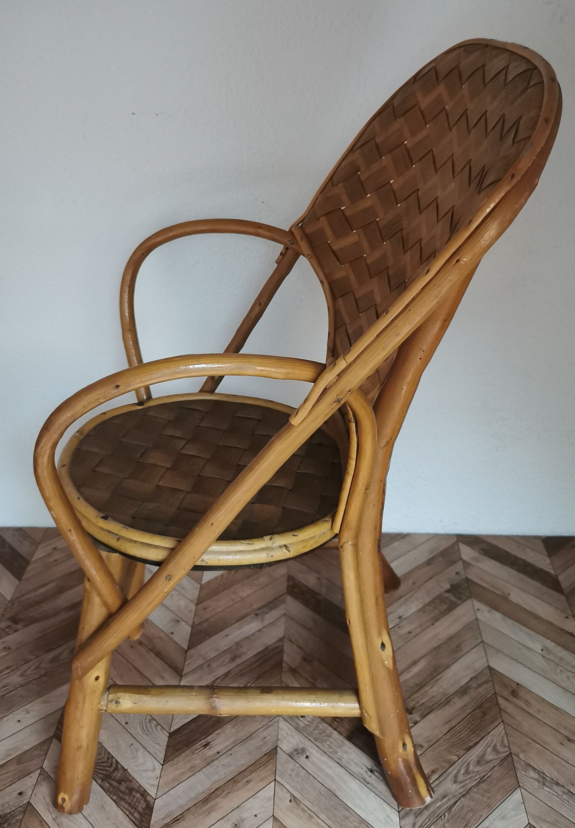 Vintage chestnut wood child chair