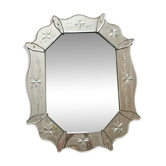 Miroir vénitien gravé  73 x 58 cm