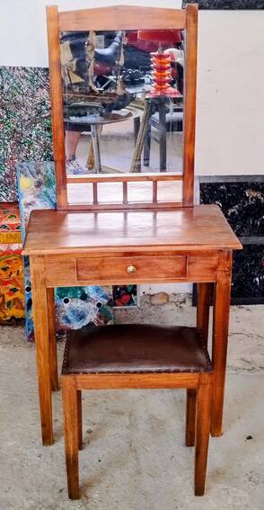 Coiffeuse Art déco et son tabouret assorti, 1930-1940