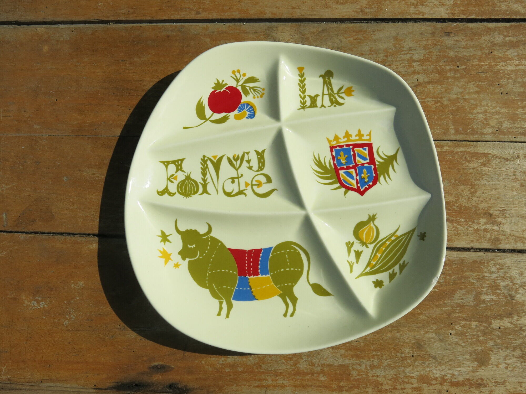 6 vintage fondue plates from the manufacture Salins les bains