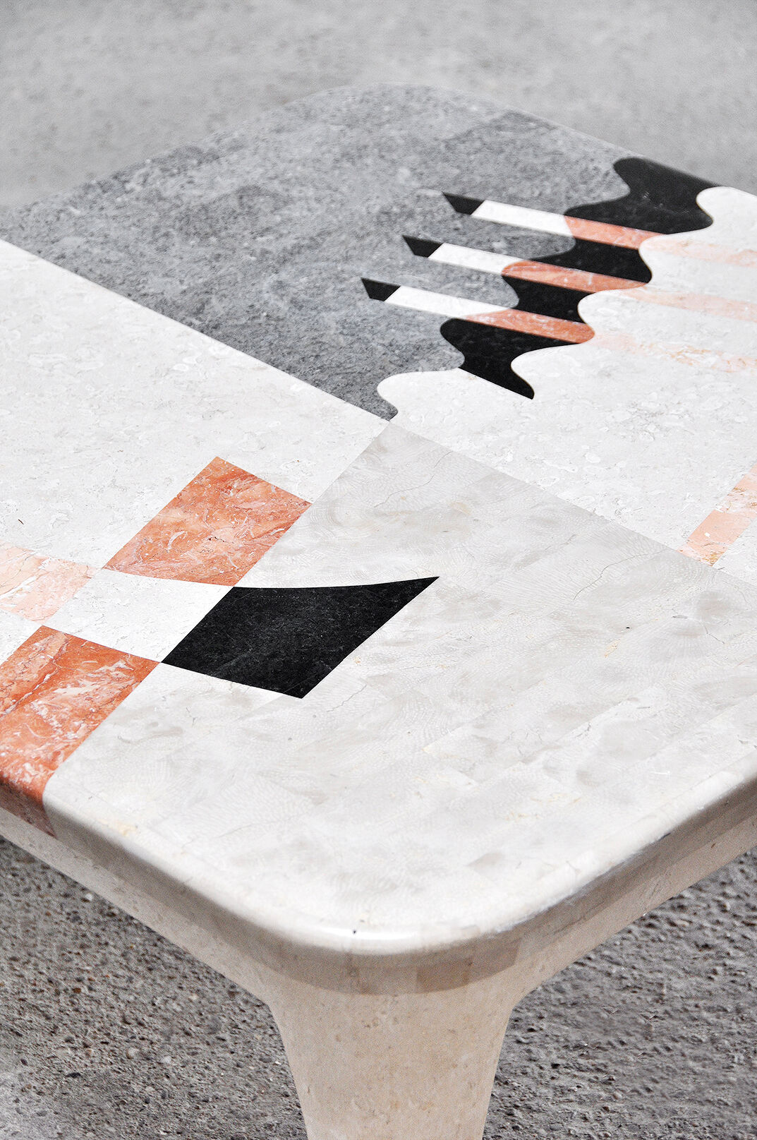 Vintage Geometric Tesselated Faux Stone Coffee Table, Italy 1980's