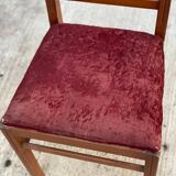 Art deco chair in solid wood and burgundy fabric