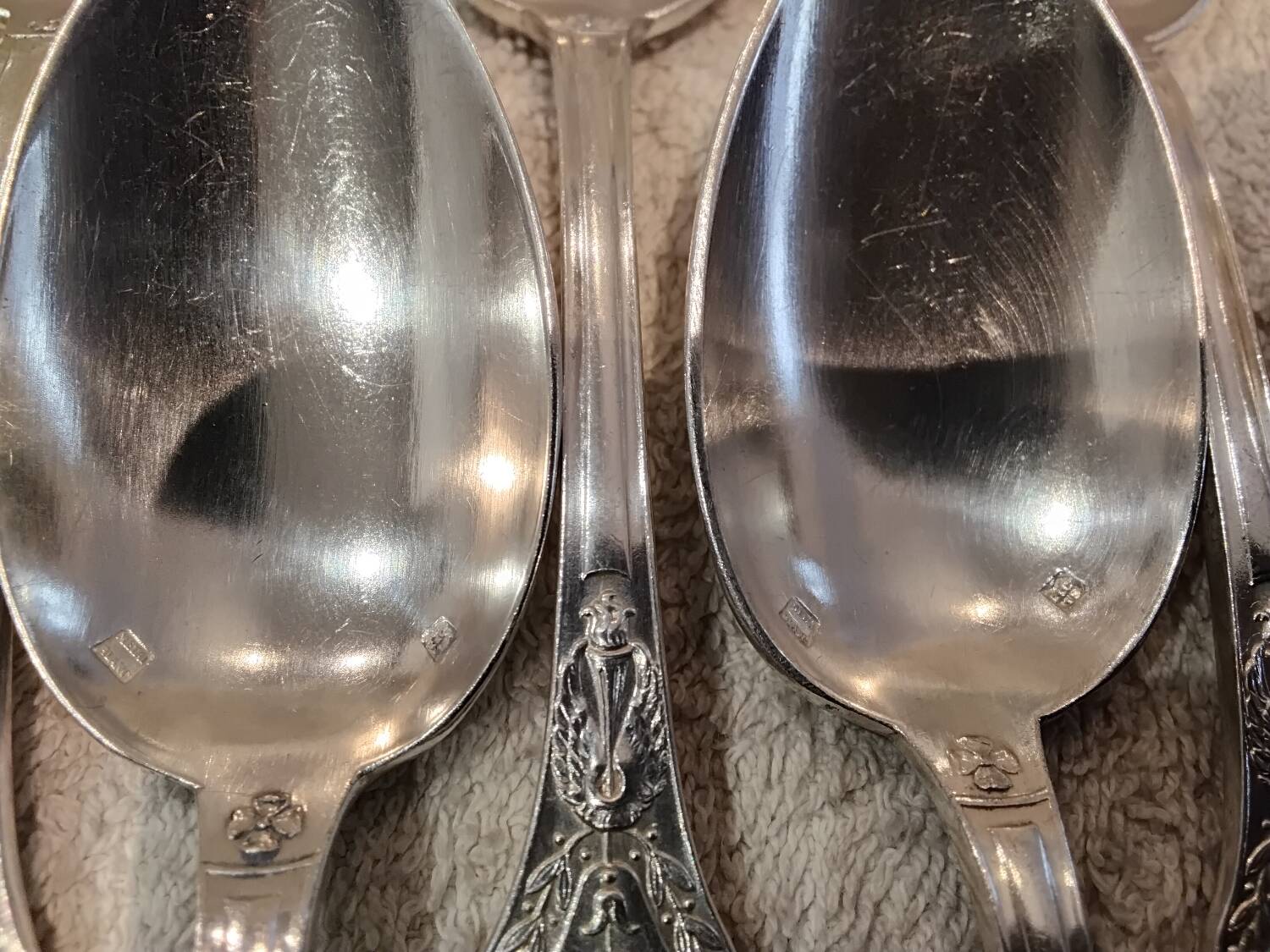 12 silver-plated metal coffee spoons by Ravinet & Cie, Empire 81.