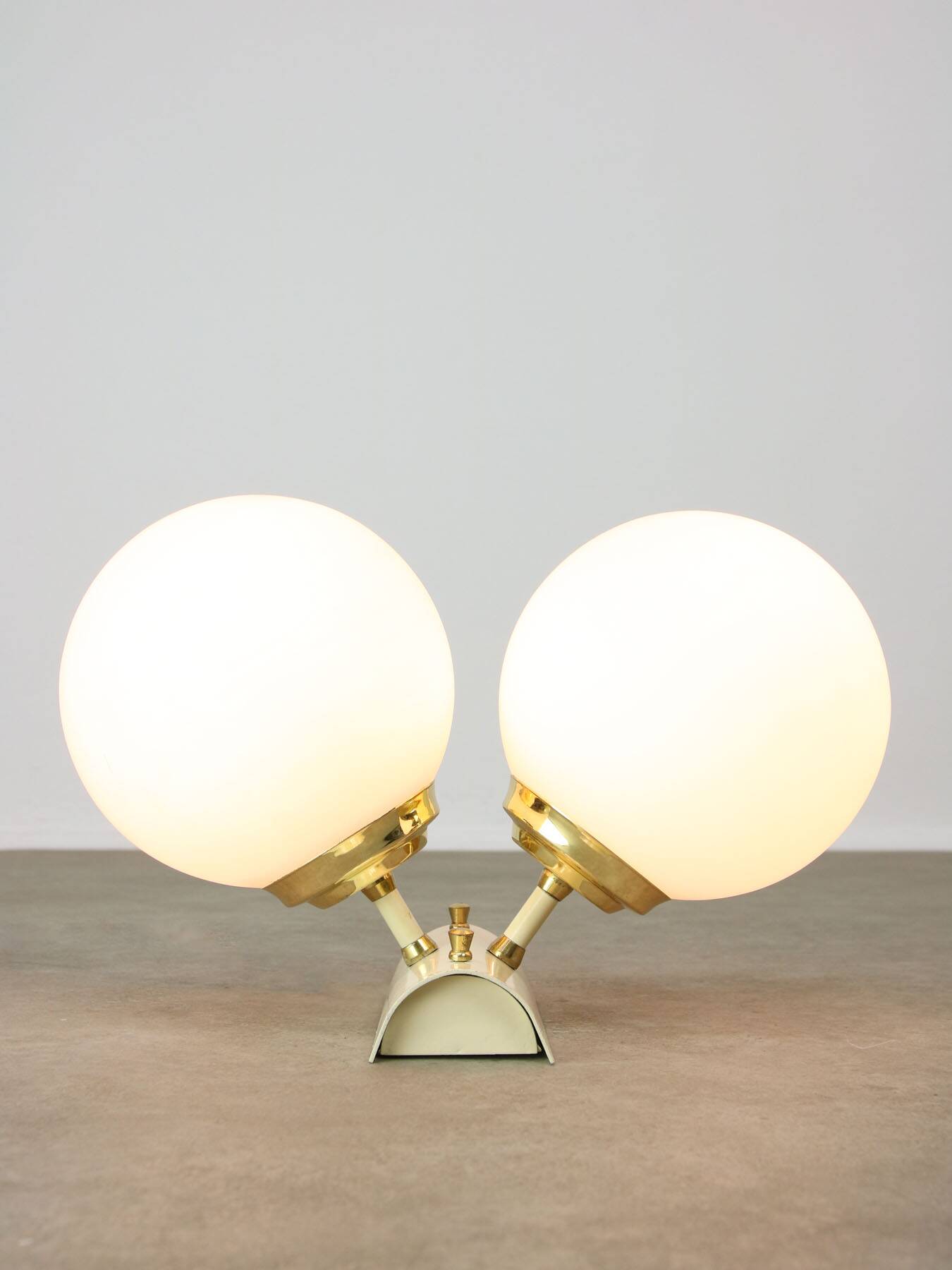 Vintage Italian Brass and Opaline Wall Lamp