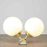 Vintage Italian Brass and Opaline Wall Lamp