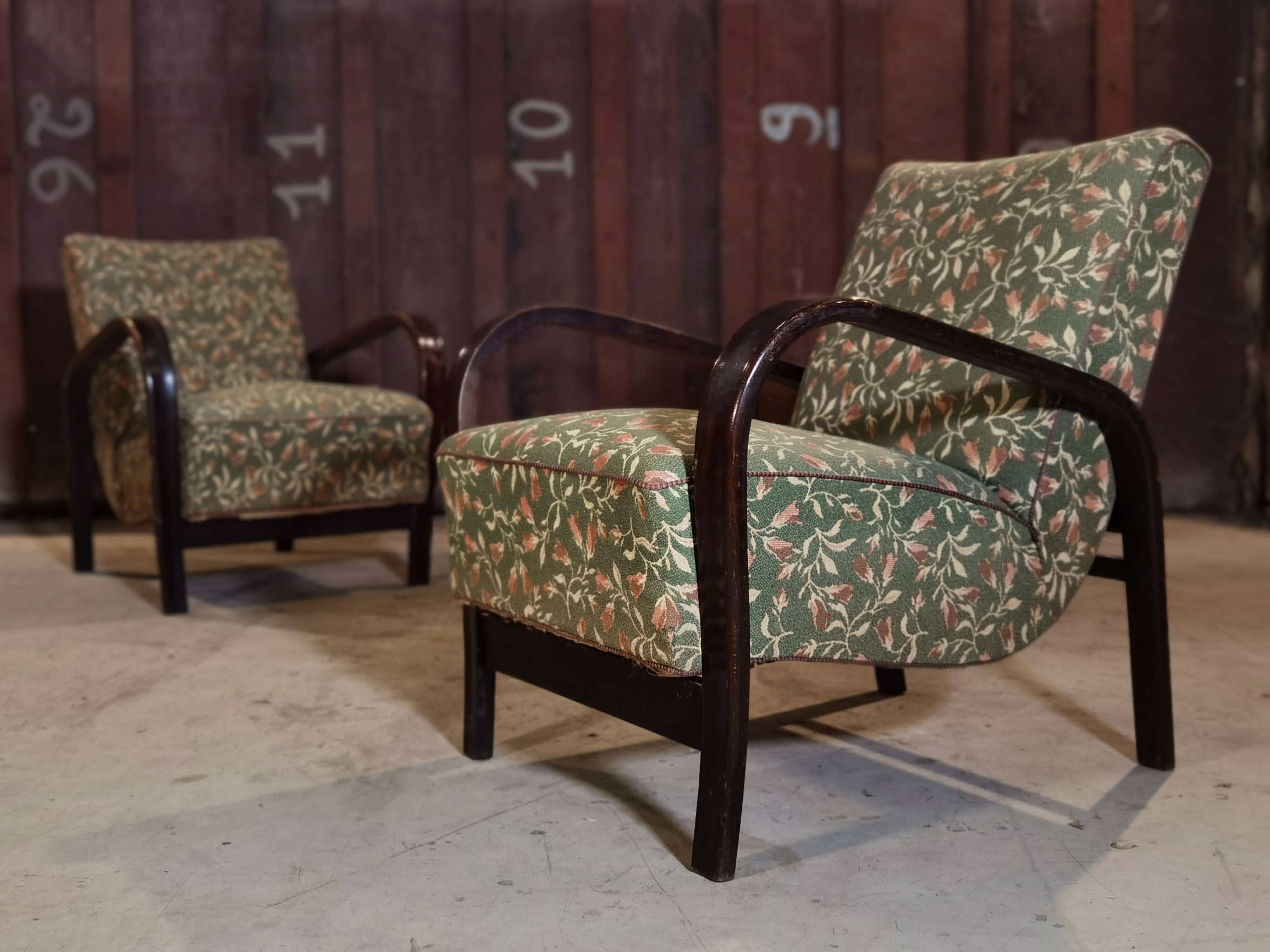 Pair of armchairs Art Deco Karel Koelka and Antonon Krop-ek