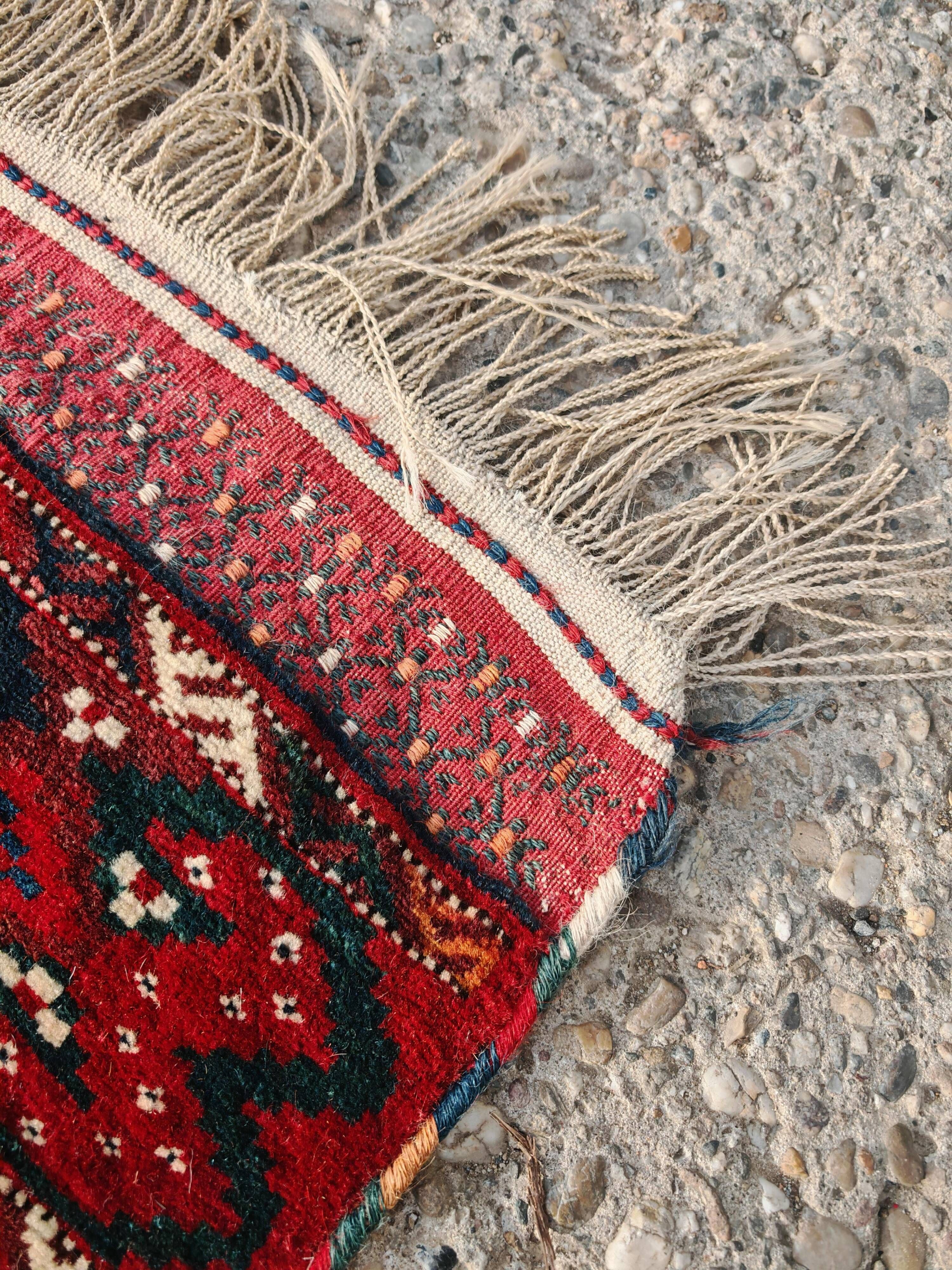 Antique Yomud Jaffarbai Turkmen rug, handwoven from the 1880s.