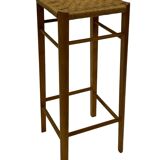 Vintage plant stand stool 1960s in oak with woven seat