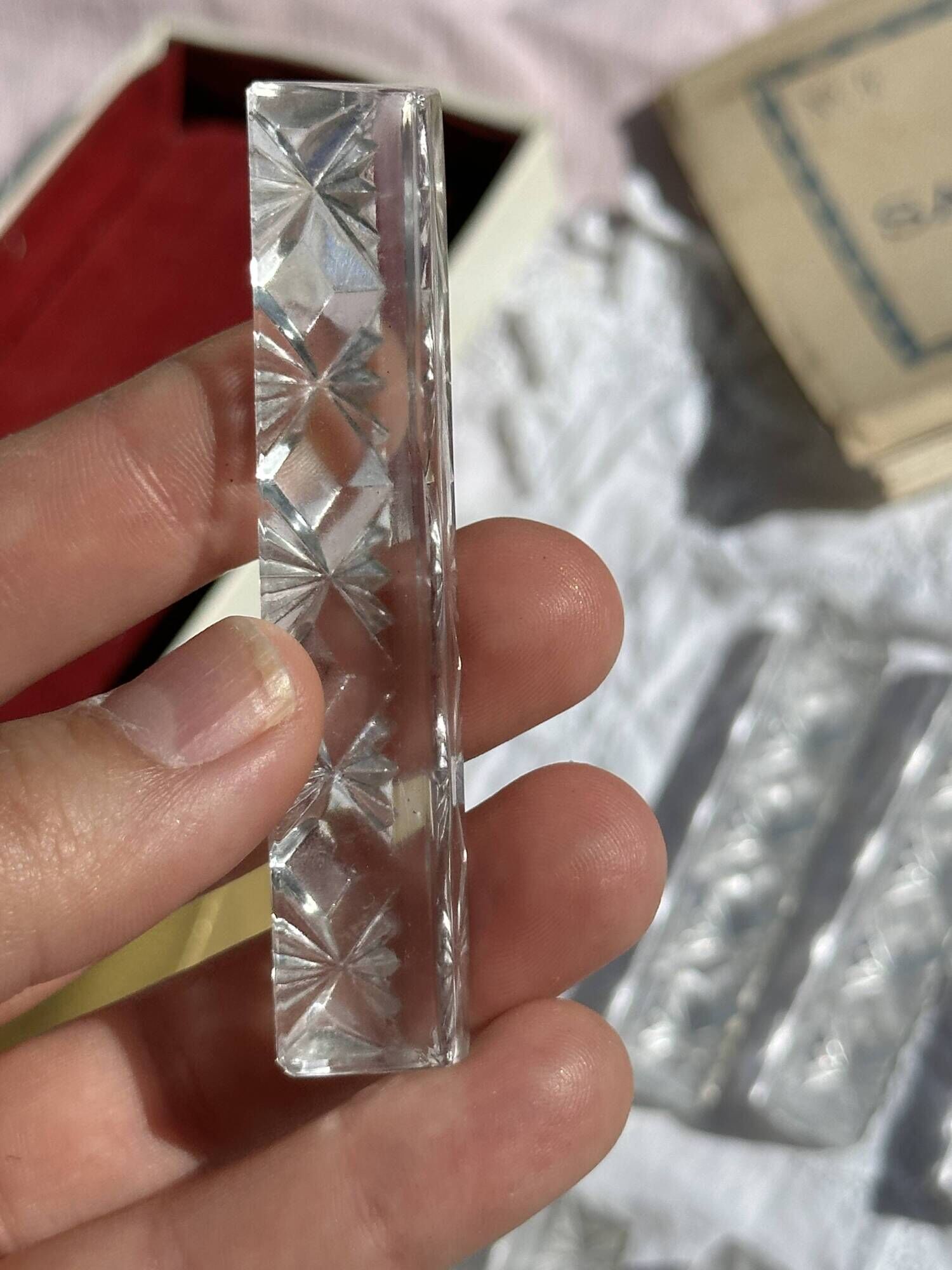 Set of 10 Vintage Cut Crystal Knife Rests // Tableware