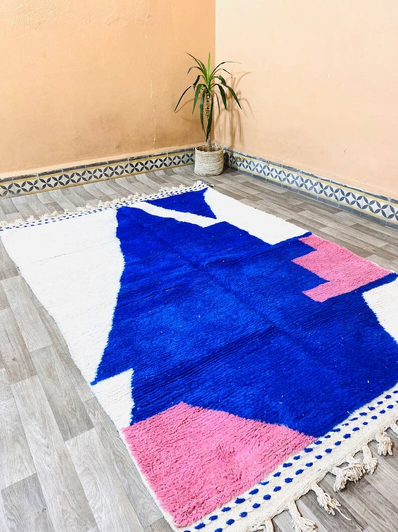 Tapis beni ouarine fait main traditionnel 250cmx150cm