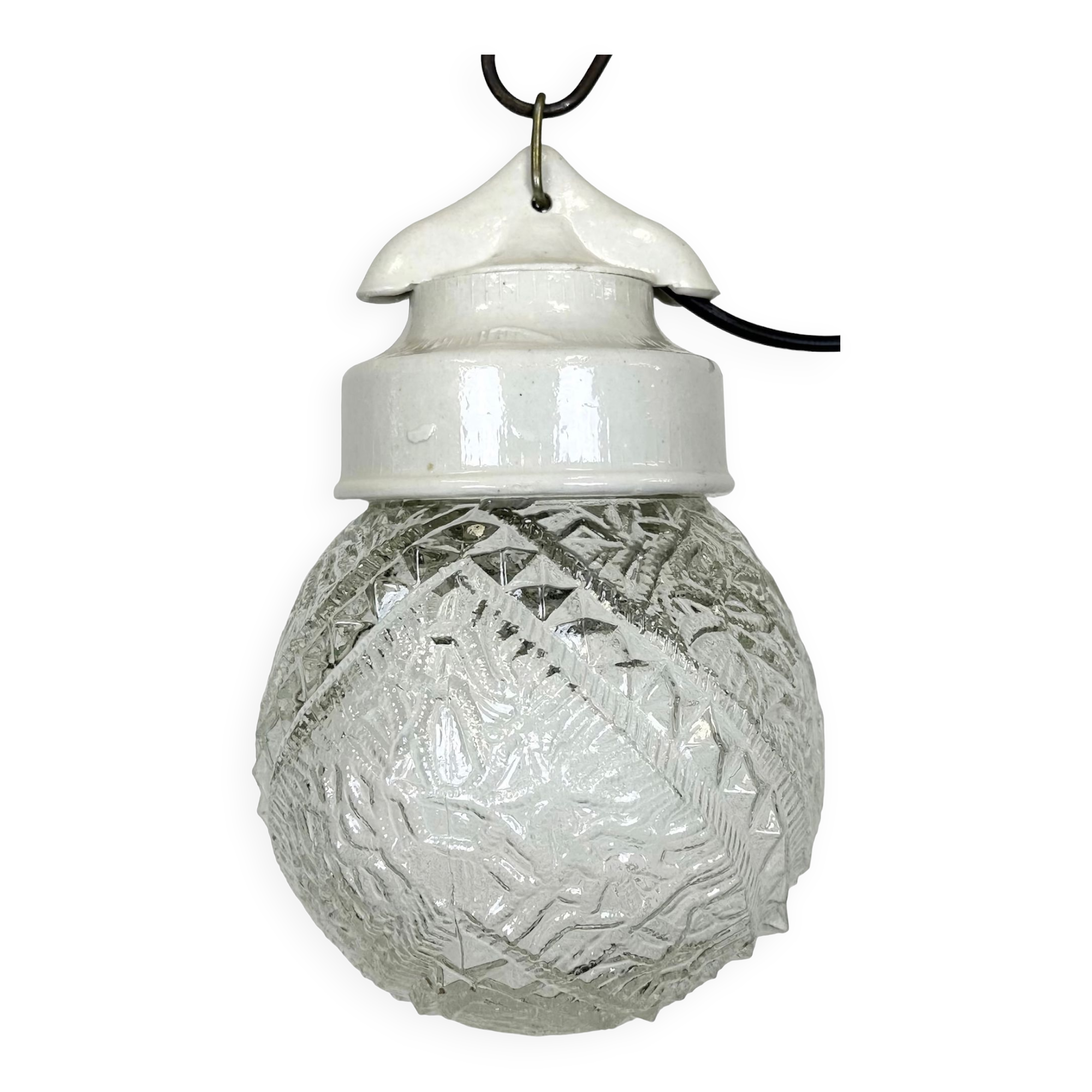 Vintage White Porcelain Pendant Light, 1970s