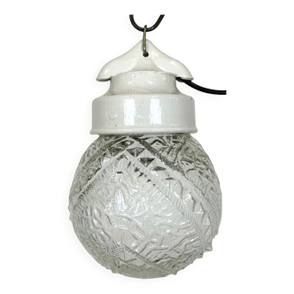 Vintage White Porcelain Pendant Light, 1970s