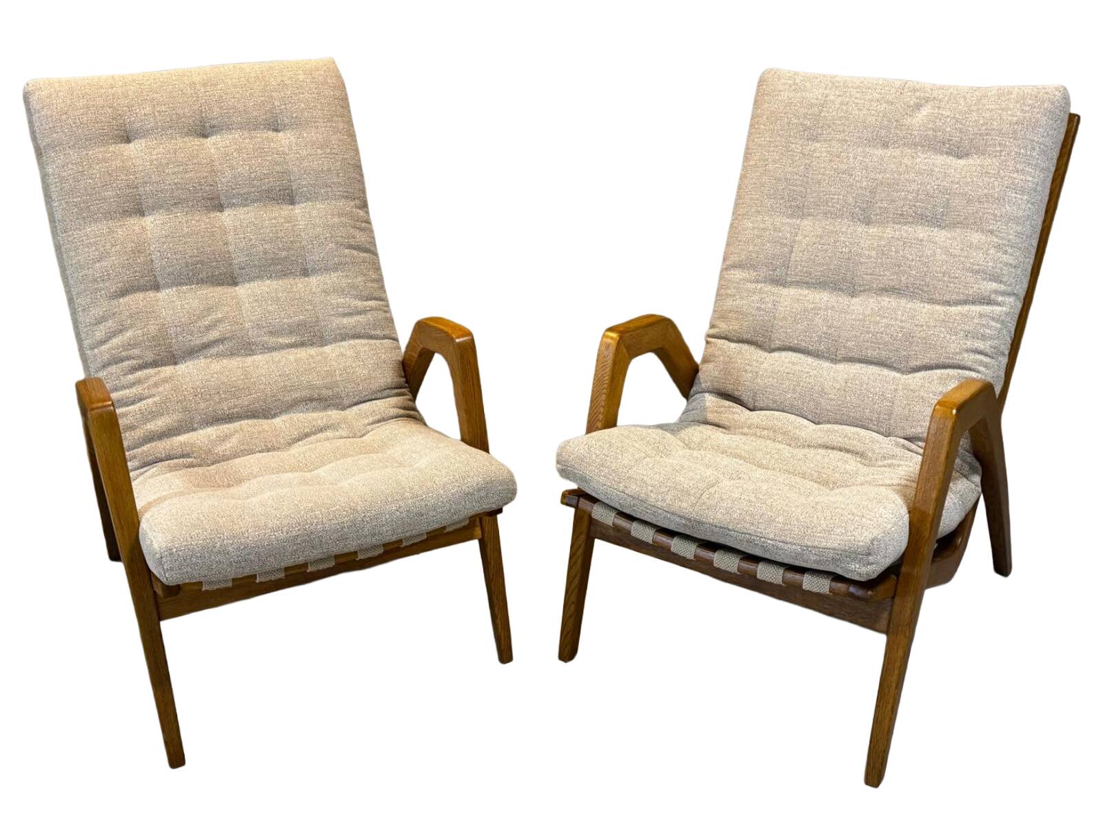 Paire de fauteuils par Jan Vaněk, années 1940, entièrement restaurés, Tchécoslovaquie