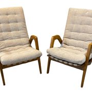 Pair of armchairs by Jan Vaněk, 1940s, fully restored, Czechoslovakia