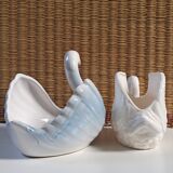 Vintage ceramic swans 80s