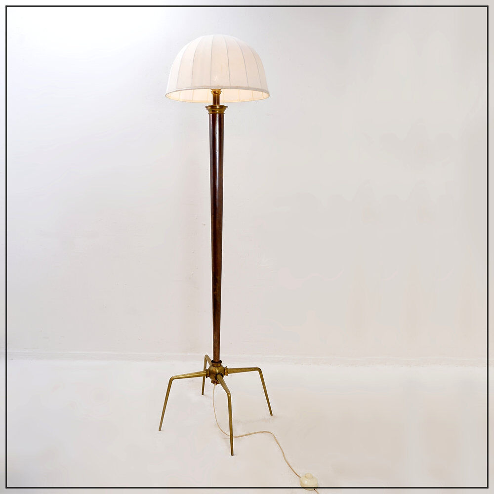 Metal and brass tripod floor lamp in Hollywood Regency style – 1950s