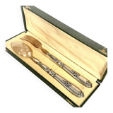 2 silver and horn salad servers