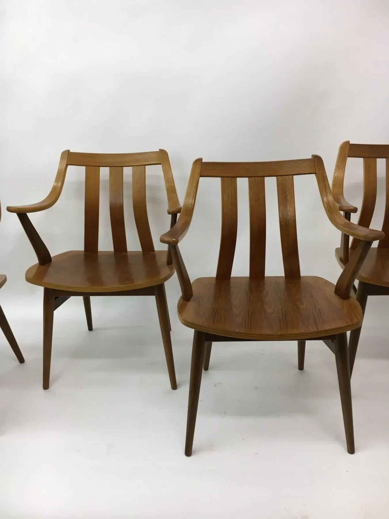 Set of 4 teak plywood dining chairs attributed to Pastoe, 1960s