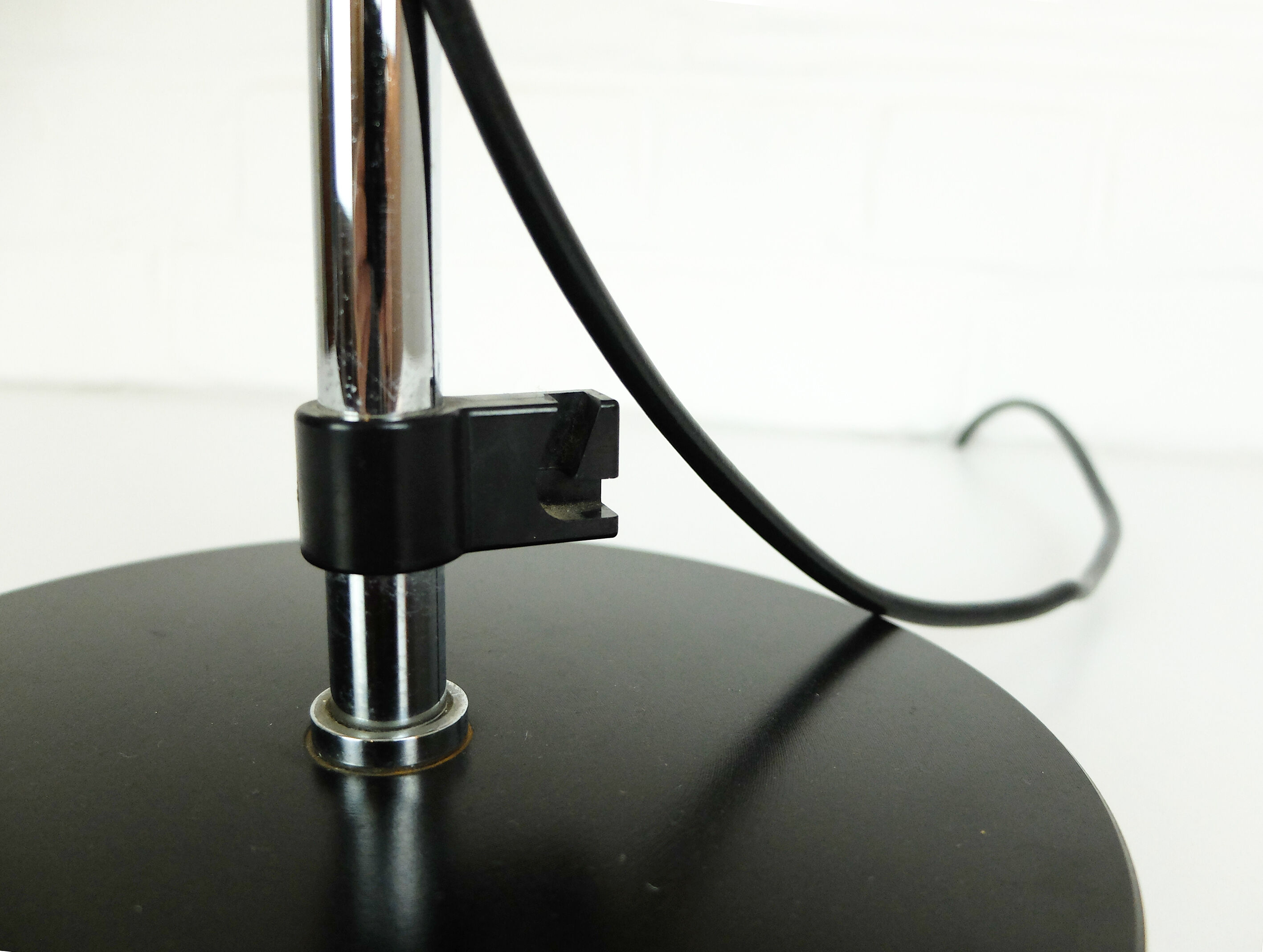 Adjustable Space Age table lamp, original orange lampshade, Staff Leuchten, Germany 1970