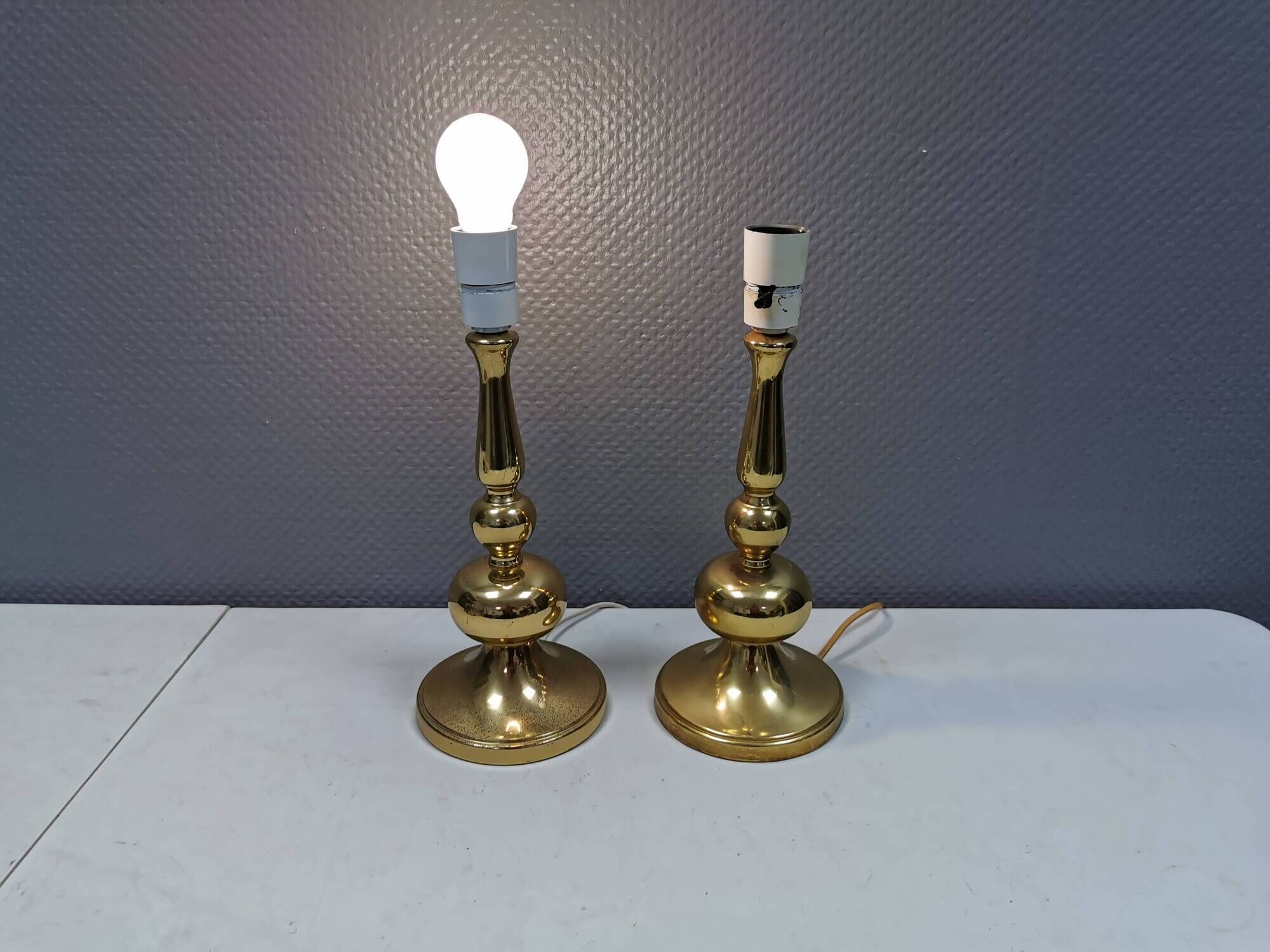 A set of beautiful table lamps in brass from Danish Frandsen Lighting 1980s