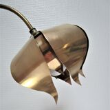 Stylized lotus flower lamp vintage brass 70s