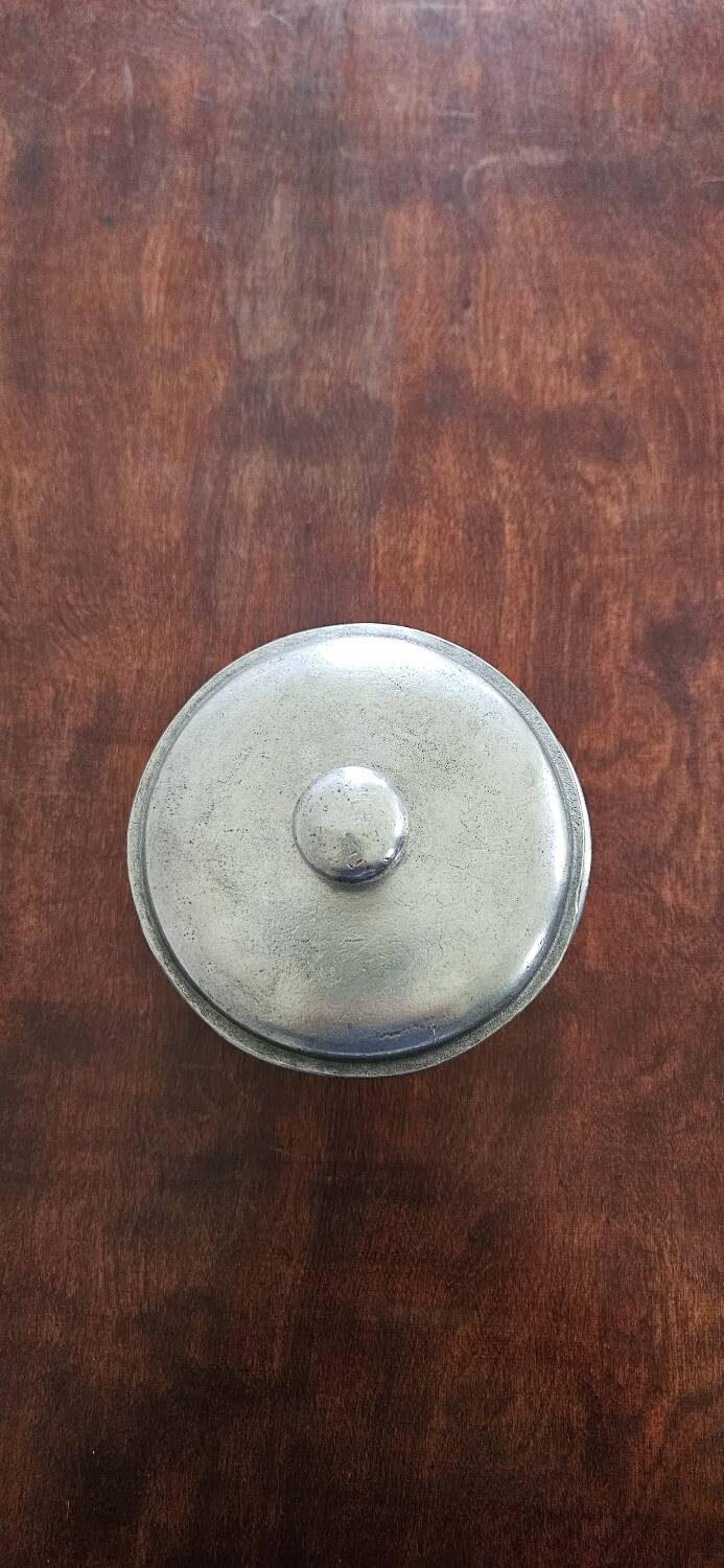 Antique round tin candy box
