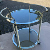 1960s glass and brass bar cart