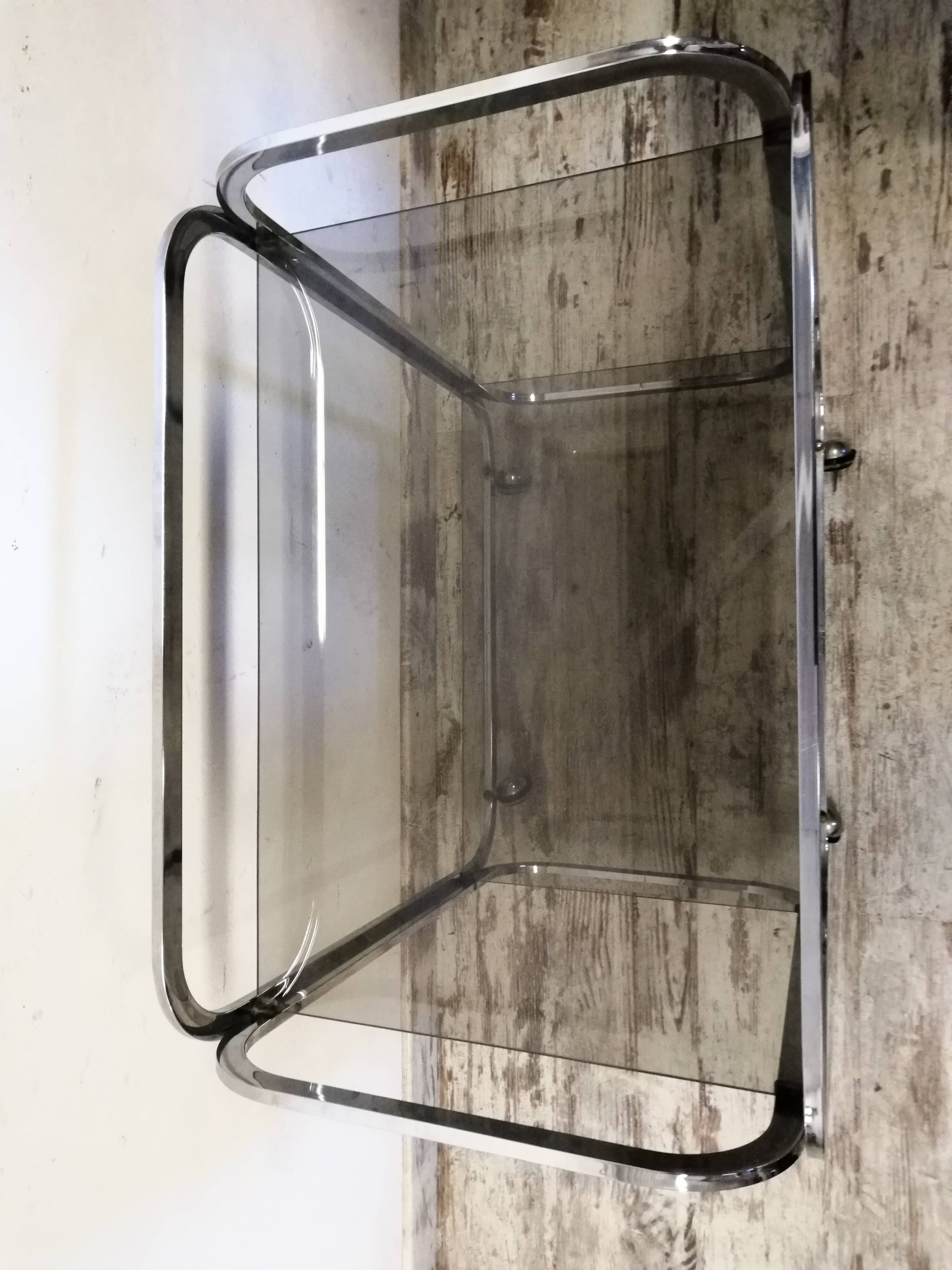 Vintage chrome metal serving trolley