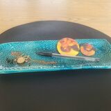Signed turquoise enameled ceramic pocket tray