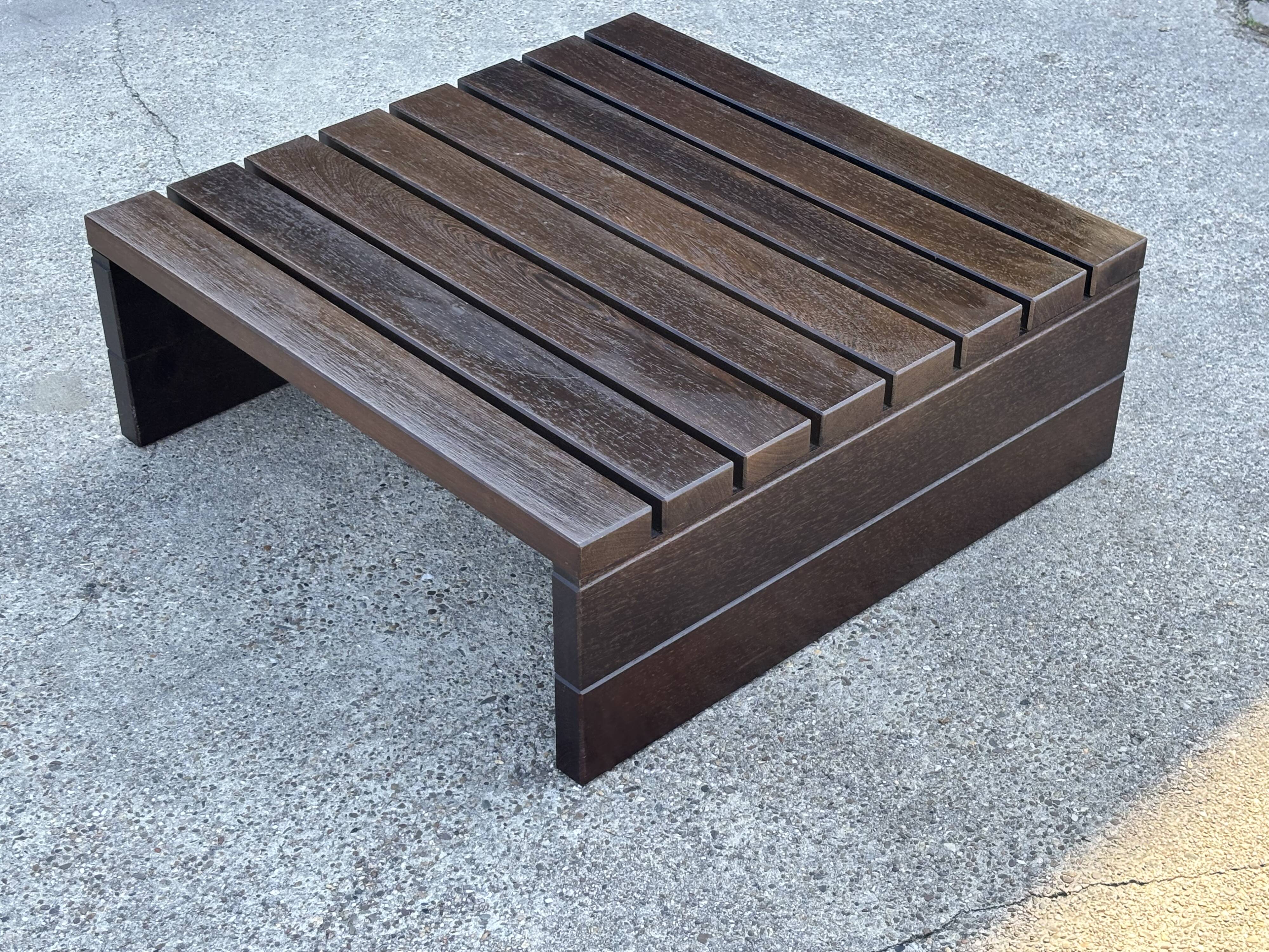Vintage slatted coffee table design Wenge solid 70s minimalist